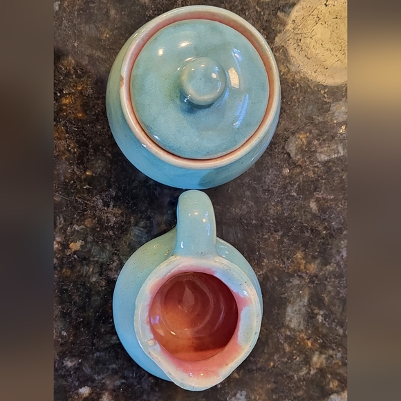 Rare Pisgah Forest Pottery Mini Covered Sugar Bowl and Creamer Set - Picture 3 of 16